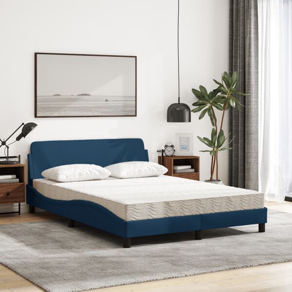 vidaXL Cama con colch&oacute;n Dover tela azul 120x200 cm