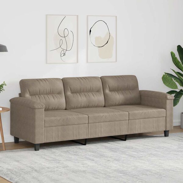 vidaXL Sof&aacute; de 3 plazas de tela microfibra gris taupe 180 cm
