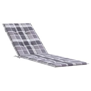 vidaXL Coj&iacute;n para tumbona estampado a cuadros grises (75+105)x50x4 cm