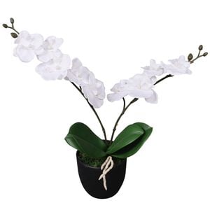 vidaXL Planta artificial orqu&iacute;dea con macetero 30 cm blanca