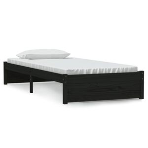 vidaXL Estructura cama individual sin colch&oacute;n madera negro 90x190 cm