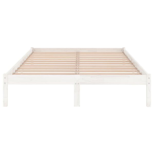 vidaXL Estructura cama doble peque&ntilde;a sin colch&oacute;n madera maciza blanco