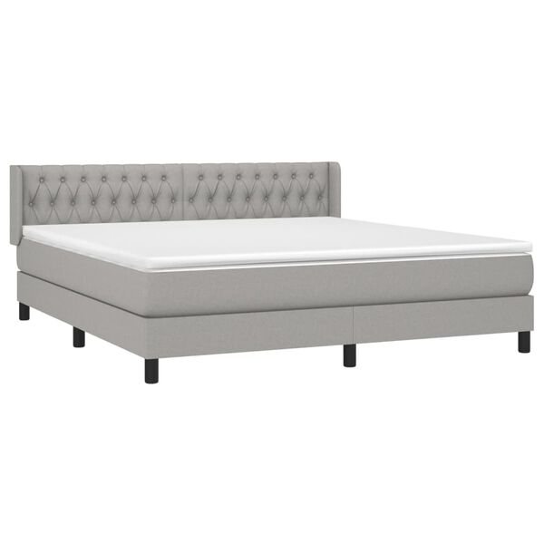 vidaXL Cama box spring con colch&oacute;n tela gris claro 180x200 cm