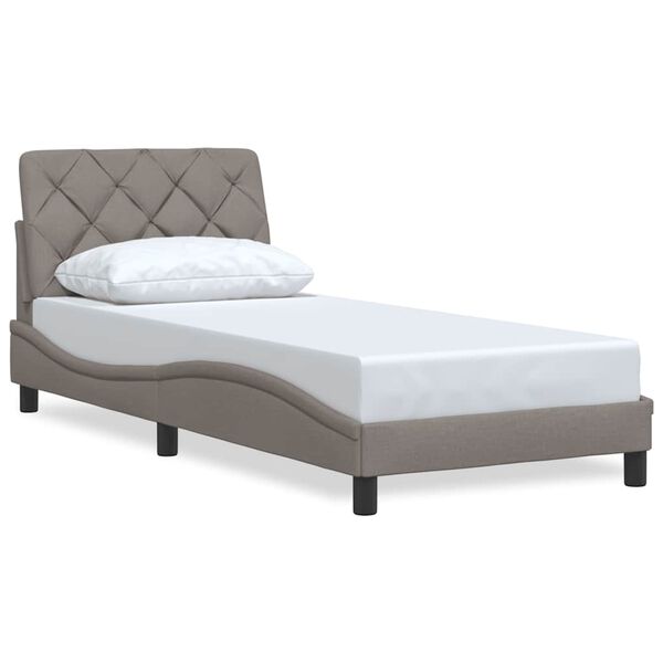 vidaXL Estructura de cama sin colch&oacute;n tela taupe 90x200 cm