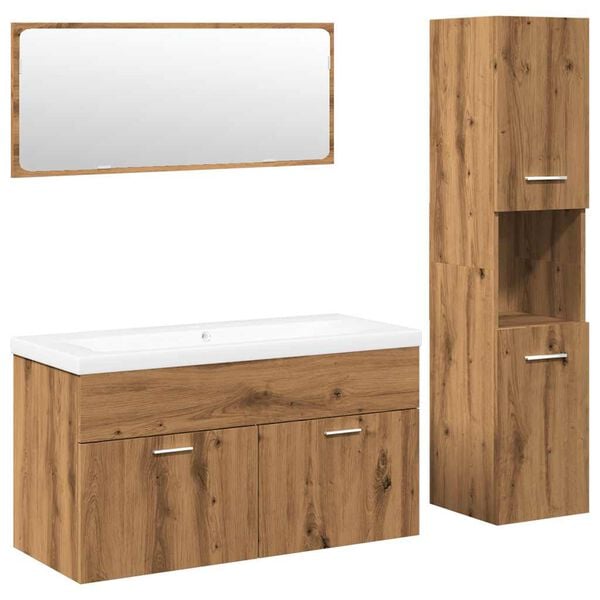 vidaXL Juego de muebles ba&ntilde;o 4 piezas madera ingenier&iacute;a roble artisan