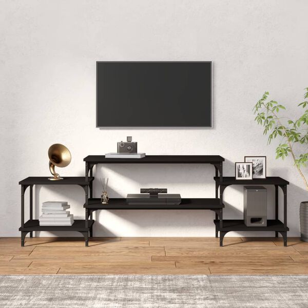 vidaXL Mueble para TV madera contrachapada negro 157x35x52 cm