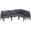 vidaXL Conjunto de sof&aacute;s de jard&iacute;n 4 uds. Negro Acero