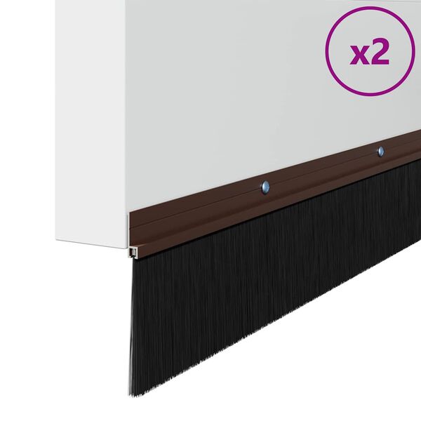 vidaXL Sellos de cepillo de puerta atornillables 2 pcs Marrón 100 cm