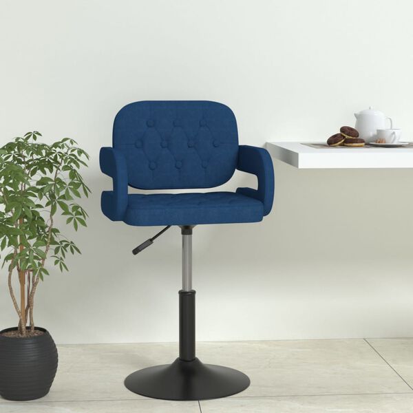 vidaXL Silla de comedor giratoria tela azul