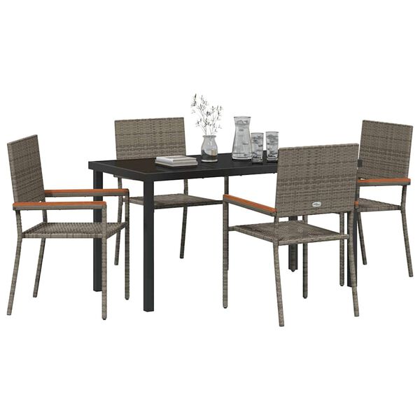 vidaXL Conjunto de Comedor de Jard&iacute;n 5 pcs Gris rat&aacute;n sint&eacute;tico