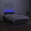 vidaXL Cama box spring con colch&oacute;n y LED tela marr&oacute;n oscuro 120x190 cm