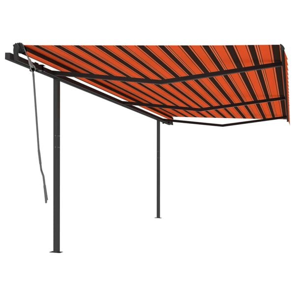 vidaXL Toldo retr&aacute;ctil autom&aacute;tico con postes naranja y marr&oacute;n 6x3 m