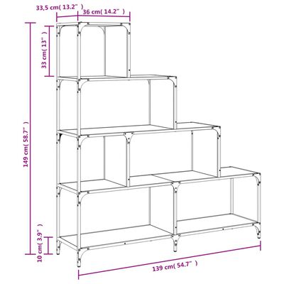vidaXL Librería con 4 peldaños madera ingeniería negro 139x33,5x149 cm