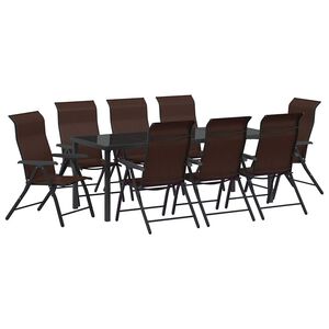 vidaXL Conjunto de Comedor de Jard&iacute;n 9 pcs Marr&oacute;n Polirat&aacute;n