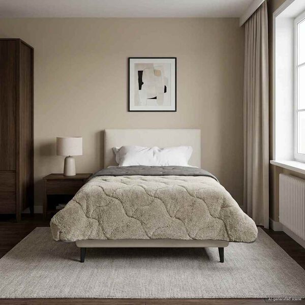 vidaXL Edred&oacute;n de Todo el A&ntilde;o Acolchado Gris claro 135 x 200 cm