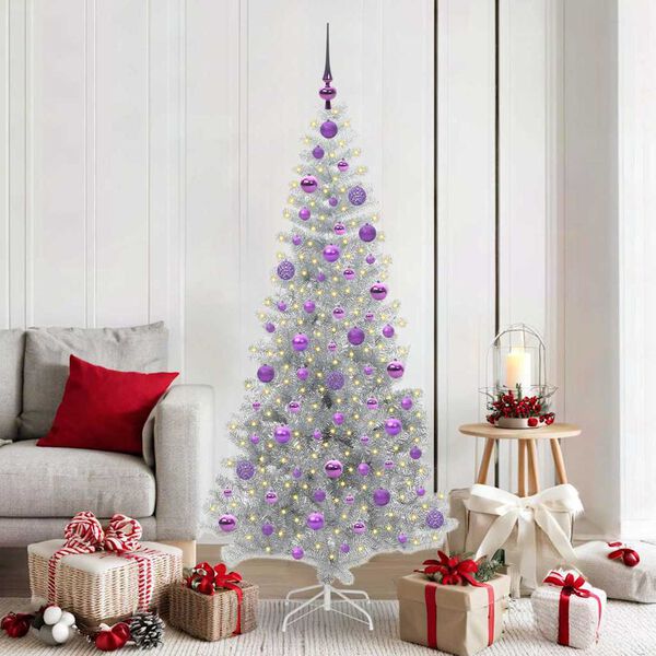 vidaXL &Aacute;rbol de Navidad con 300 LED con soporte Plateado 180 cm PET