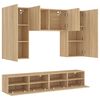 vidaXL Muebles de TV de pared 5 pzas madera de ingenier&iacute;a roble Sonoma