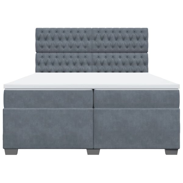 vidaXL Cama box spring con colchón terciopelo gris oscuro 200x200 cm