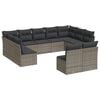 vidaXL Set de sof&aacute;s de jard&iacute;n 11 pzas y cojines rat&aacute;n sint&eacute;tico gris