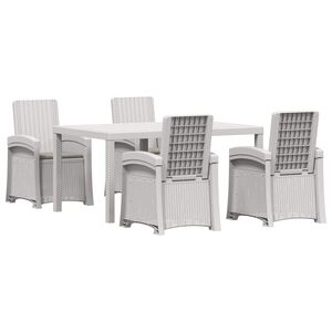 vidaXL Conjunto de Comedor de Jard&iacute;n 5 uds. Blanco y Gris Claro PP