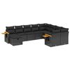 vidaXL Set de sof&aacute;s de jard&iacute;n 10 pzas cojines rat&aacute;n sint&eacute;tico negro