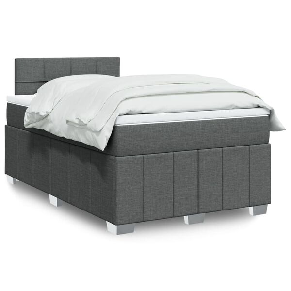 vidaXL Cama box spring con colch&oacute;n tela gris oscuro 120x190 cm