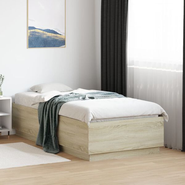 vidaXL Estructura de cama madera de ingenier&iacute;a roble Sonoma 90x190 cm