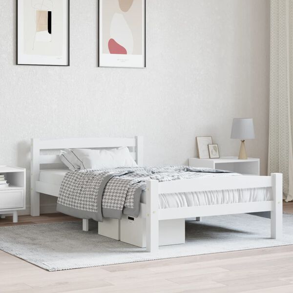 vidaXL Estructura de cama sin colch&oacute;n madera de pino blanco 90x200 cm