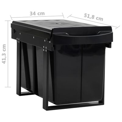vidaXL Cubo de basura de cocina extraíble reciclaje cierre suave 48 L