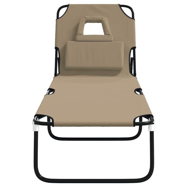 vidaXL Tumbona plegable acero recubrimiento en polvo tela Oxford taupe