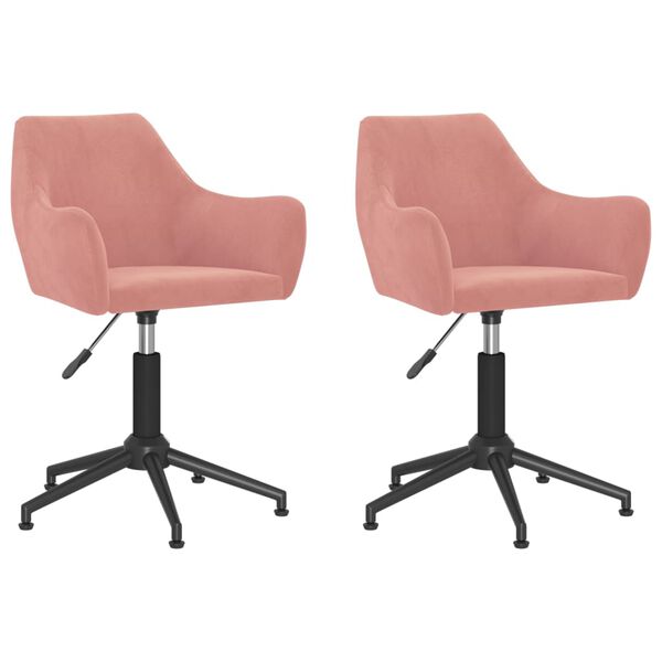 vidaXL Sillas de comedor giratorias 2 unidades terciopelo rosa