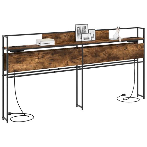 vidaXL Cabecera de almacenamiento con estante Roble ahumado 200 cm