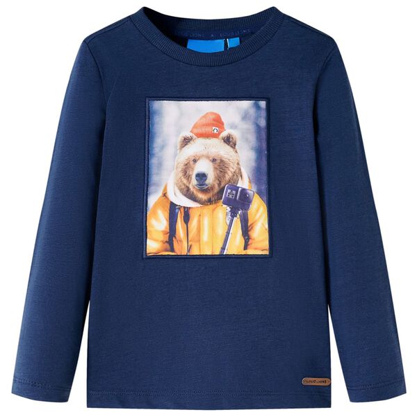 Camiseta infantil de manga larga azul marino melange 104
