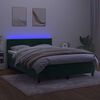 vidaXL Cama box spring colch&oacute;n y LED terciopelo verde oscuro 140x200cm