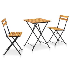 vidaXL Mesa y sillas bistr&oacute; plegables 3 pzas madera maciza de acacia