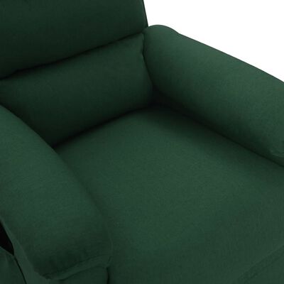 vidaXL Sillón de masaje reclinable de tela verde oscuro