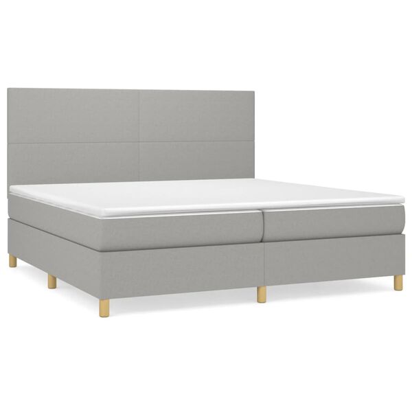 vidaXL Cama box spring con colch&oacute;n tela gris claro 200x200 cm