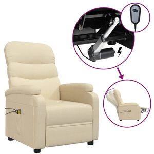 vidaXL Sill&oacute;n de masaje el&eacute;ctrico tela color crema