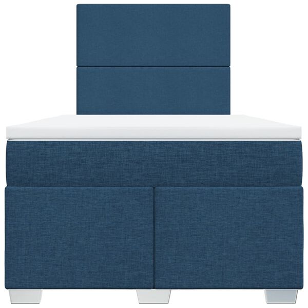 vidaXL Cama box spring con colch&oacute;n tela azul 120x190 cm