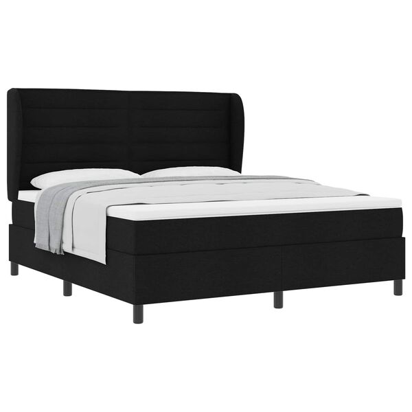 vidaXL Cama tipo Box Spring con colch&oacute;n Negro 180 x 200 cm tela