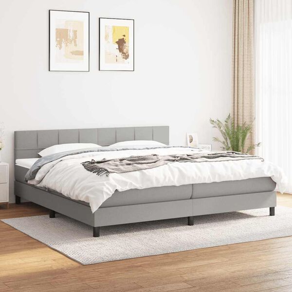 vidaXL Cama box spring con colch&oacute;n tela gris claro 160x200 cm