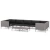 vidaXL Set sof&aacute;s de jard&iacute;n 8 pzas cojines rat&aacute;n sint&eacute;tico gris oscuro