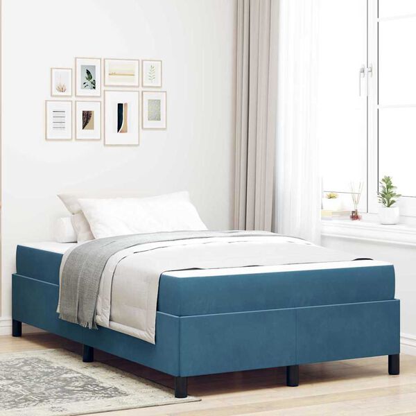 vidaXL Estructura de cama con colch&oacute;n Azul Oscuro 120 x 190 cm tela