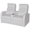 vidaXL Sill&oacute;n reclinable con 2 plazas de cuero artificial blanco