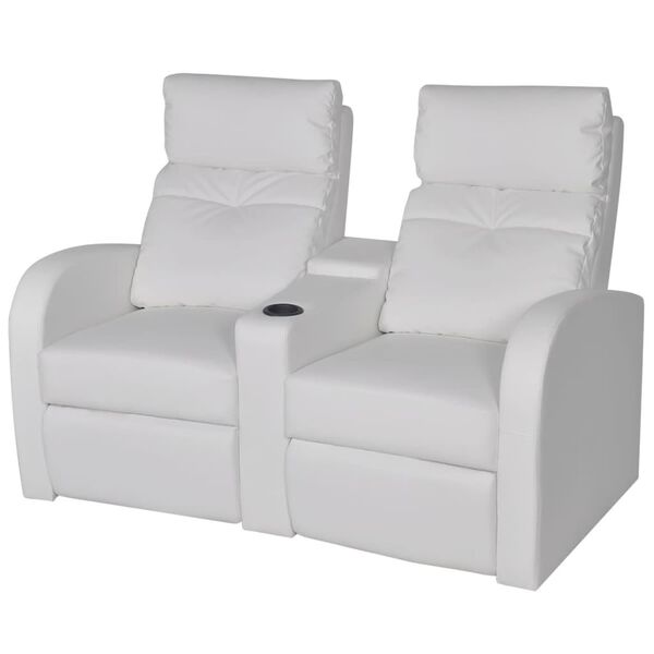 vidaXL Sill&oacute;n reclinable con 2 plazas de cuero artificial blanco