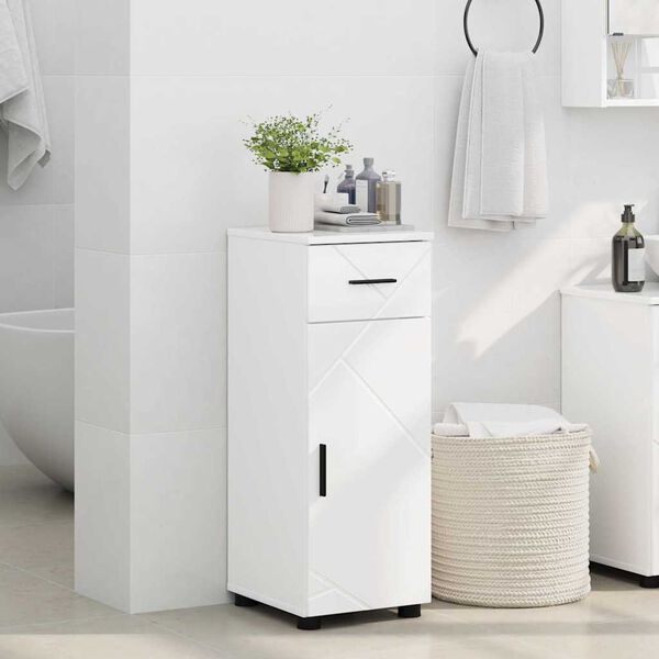 vidaXL Gabinete de Baño con cajón con puerta brillante 30 x 35 x 80 cm