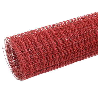 vidaXL Alambrada de gallinero acero revestimiento PVC rojo 10x0,5 m