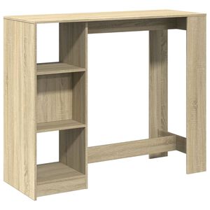 vidaXL Mesa bar con estante madera roble Sonoma 124x46x103,5 cm