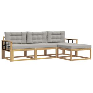 vidaXL Conjunto de sof&aacute;s de exterior 4 pcs Blanco y Gris Claro