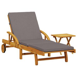 vidaXL Tumbona con coj&iacute;n y mesa madera maciza de acacia